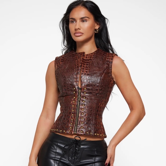 A Vintage Fit Crocodile Leather Top - Picture 1 of 5